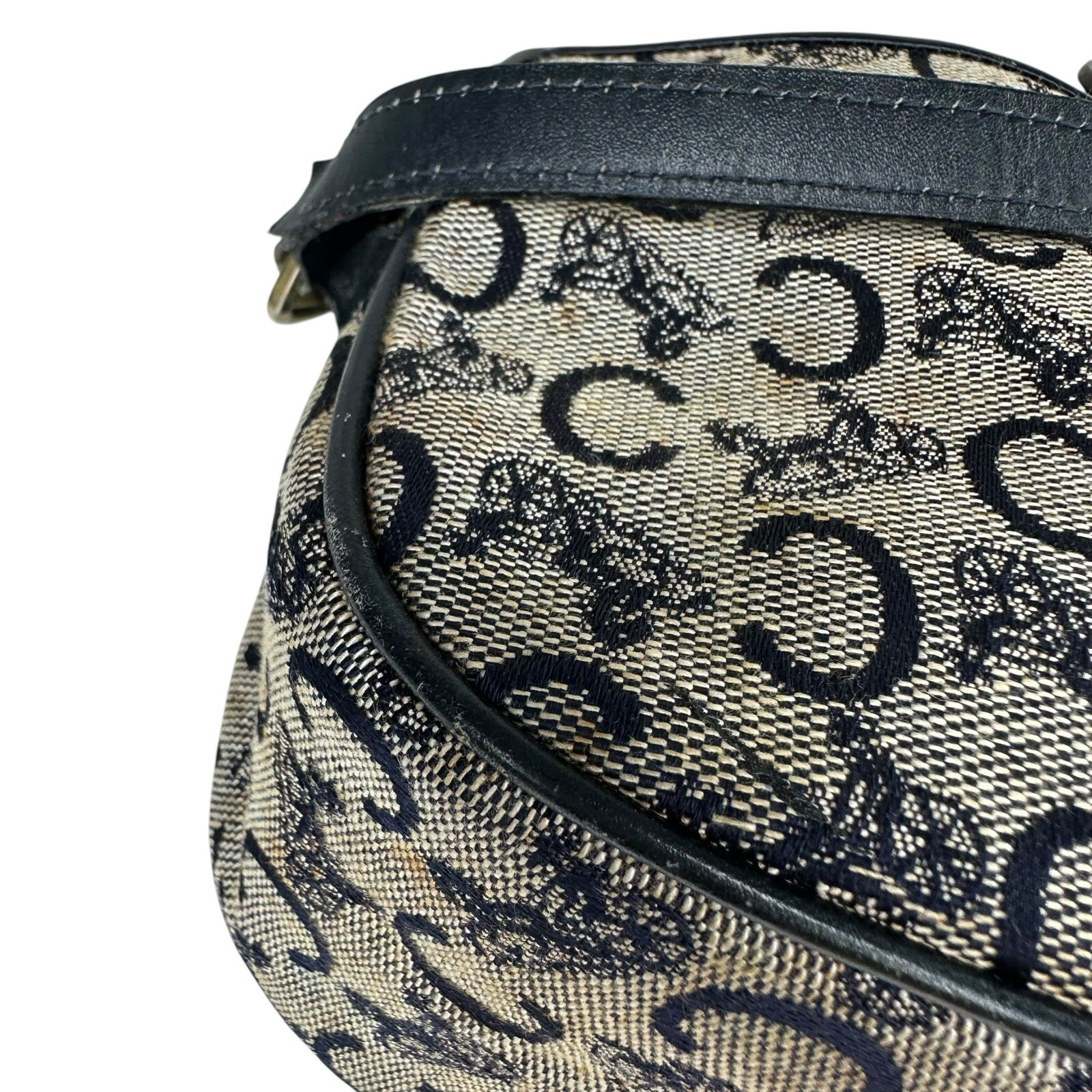 Celine Horse Carriage Hardware Gold Logo C Blue Jacquard/Leather Crossbody Bag