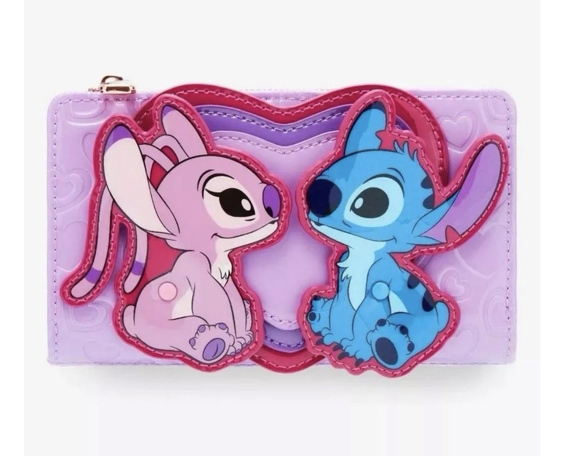 Loungefly Disney Lilo & Stitch Stitch & Angel Purple Pink Backpack & Zip Wallet