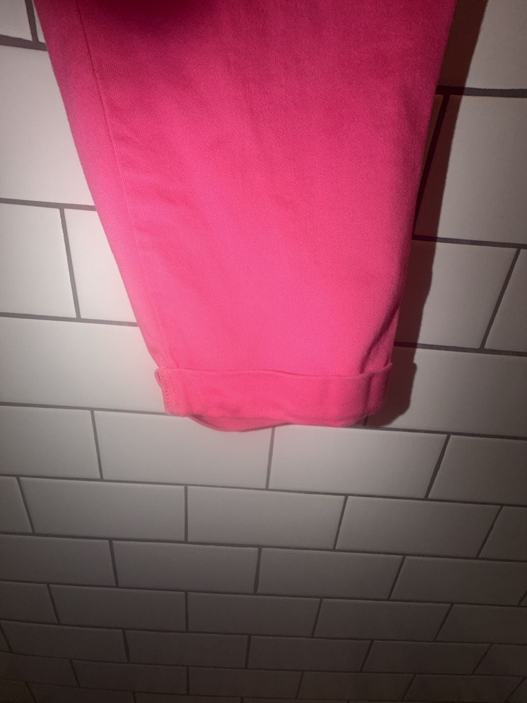 Flamingals High-Rise Distressed Hot Pink Denim Crop Jeans