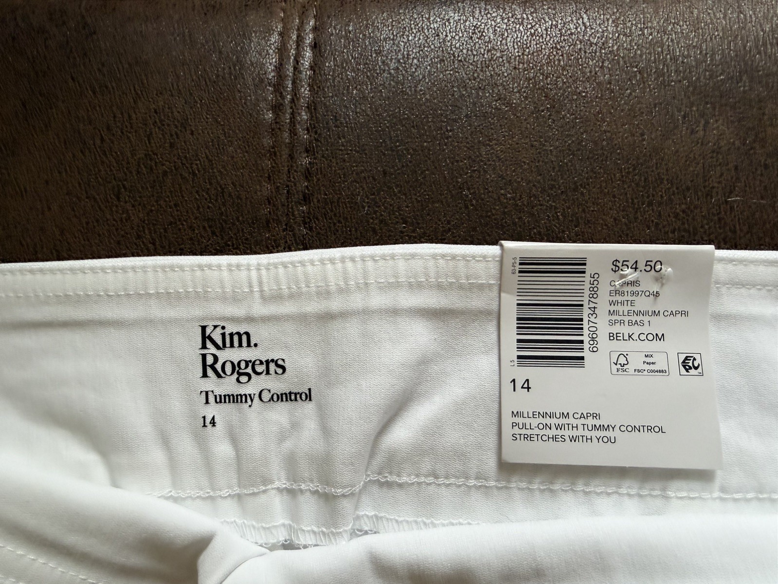 NWT Kim Rogers Tummy Control Millinium Capri Size 14 White