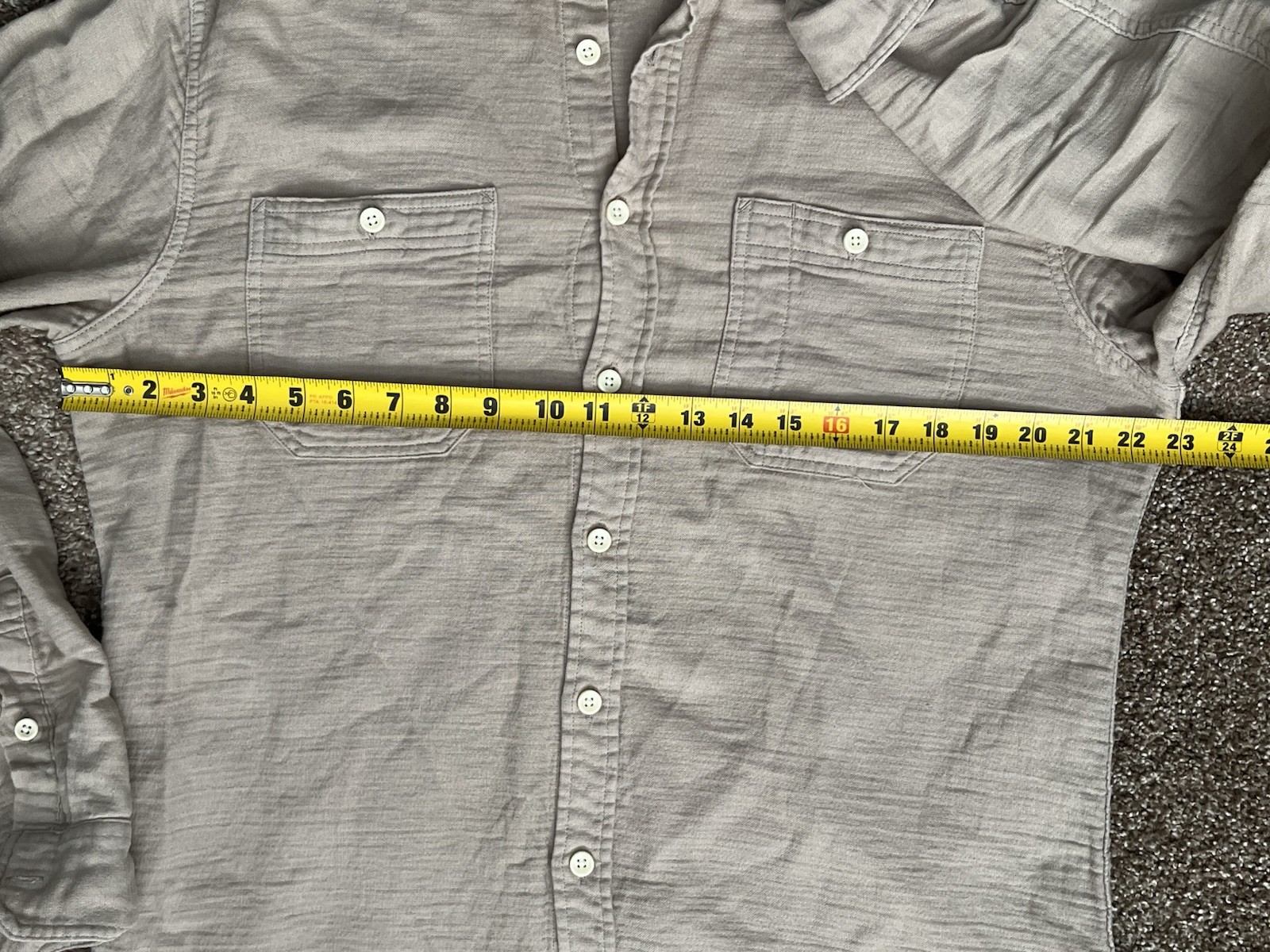Taylor Stitch Utility Shirt Men 42 Stone Double Textured Organic Cotton Workwear