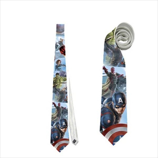 Avengers action comic hulk thor black widow captain america cosplay necktie