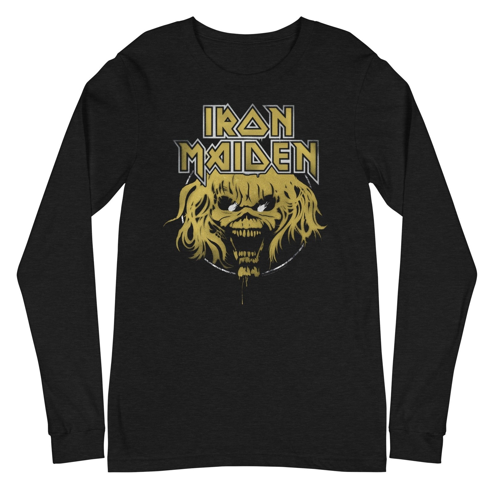 MerchMoment Iron Maiden – Stacked Logo Long Sleeve T-Shirt L/S Shirt Black New
