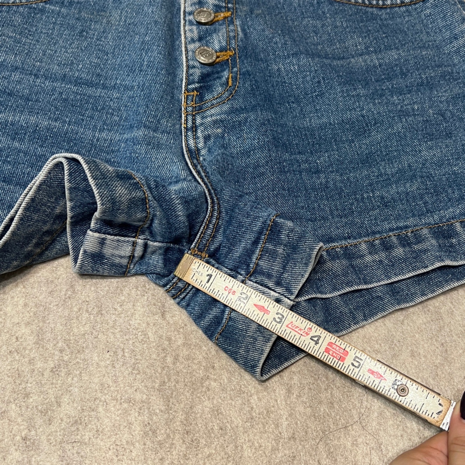 Vintage 90s Route 66 High Waisted Button Fly Denim Mom Shorts 9/10 Size 27″