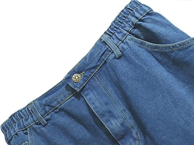 Women’s Summer Casual Elastic Waist Pockets Work Midi Denim A Line Skirt
