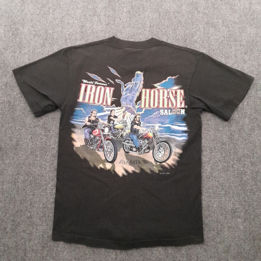 Vintage 90s Iron Horse Saloon T Shirt Mens M Black Bike Week 1996 Motorcycles