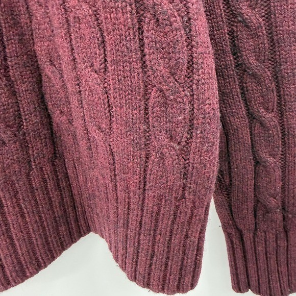 LL Bean Sweater Mens Large red Lambswool Cable Knit Grandpa Old Money Outdoor