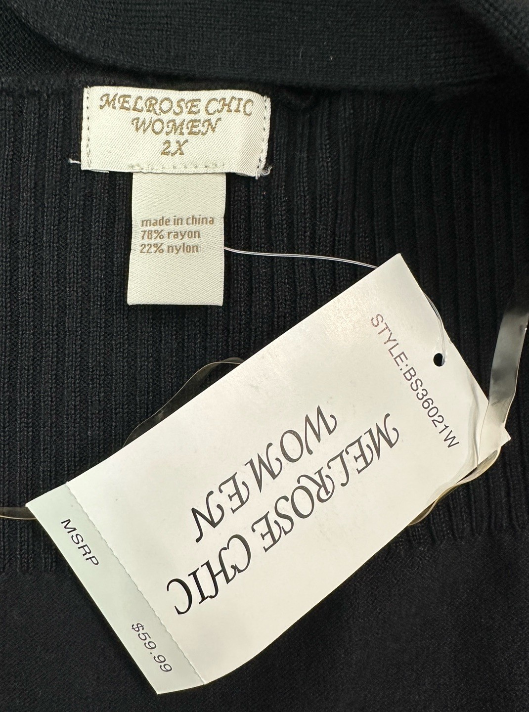 Melrose Chic NWT Black Open Front Cardigan Plus Size 2x Knit Long Sleeves