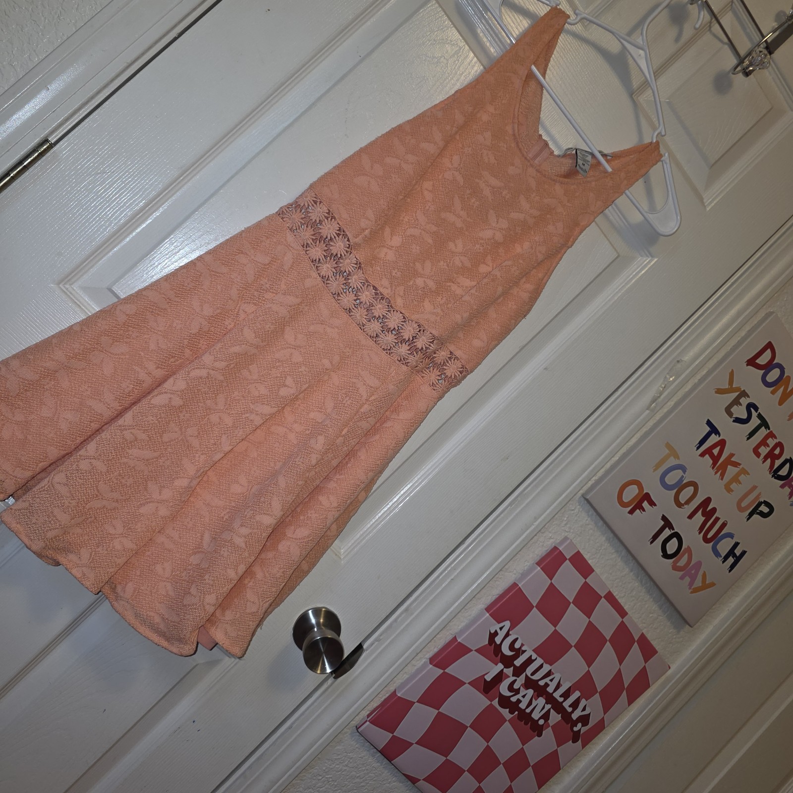Womens American Rag Cie Retro Floral Butterly Crochet Fit And Flare Dress Medium