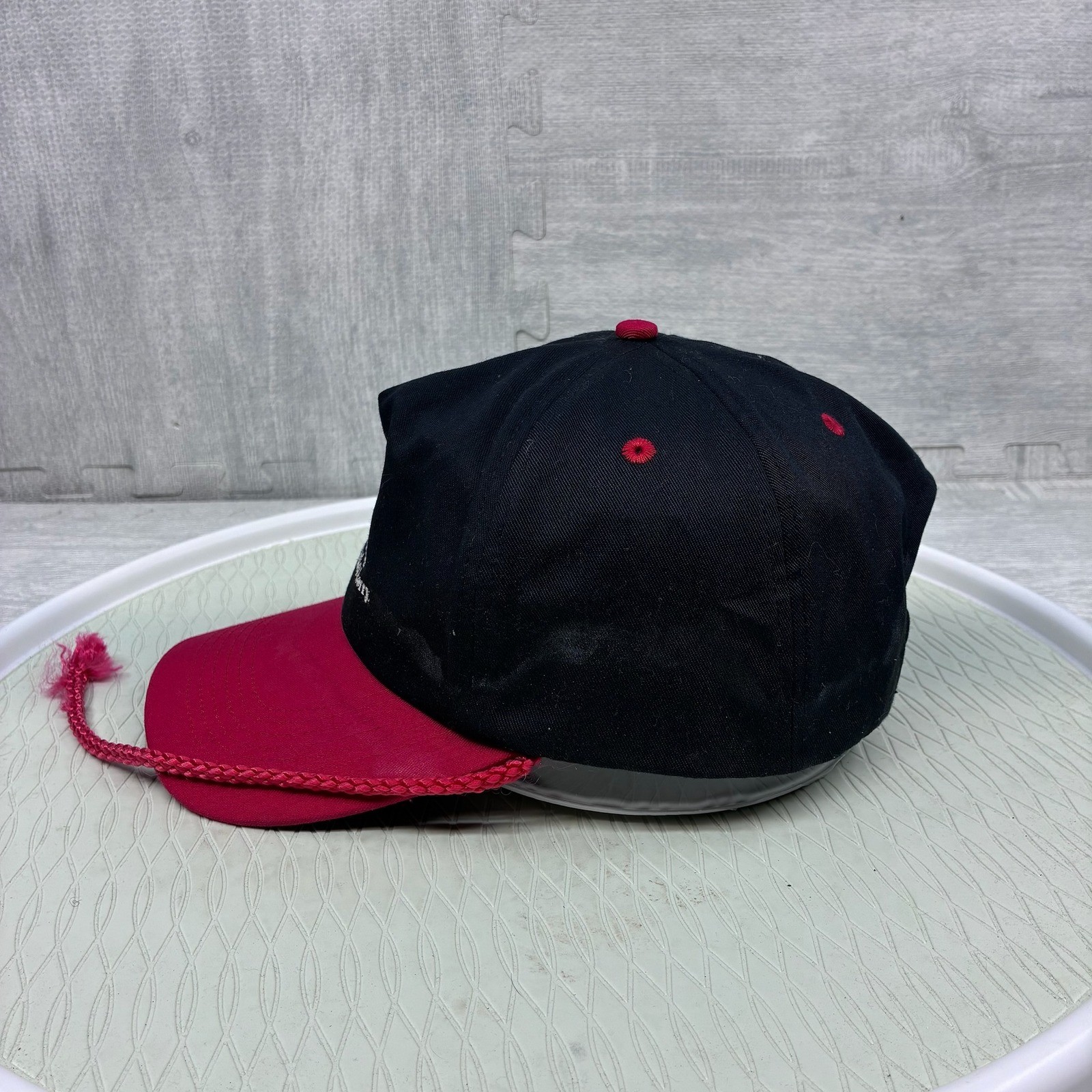 Vintage Cherries Not Just Another Berry Hat Mens OSFA Black Red Cotton Snapback