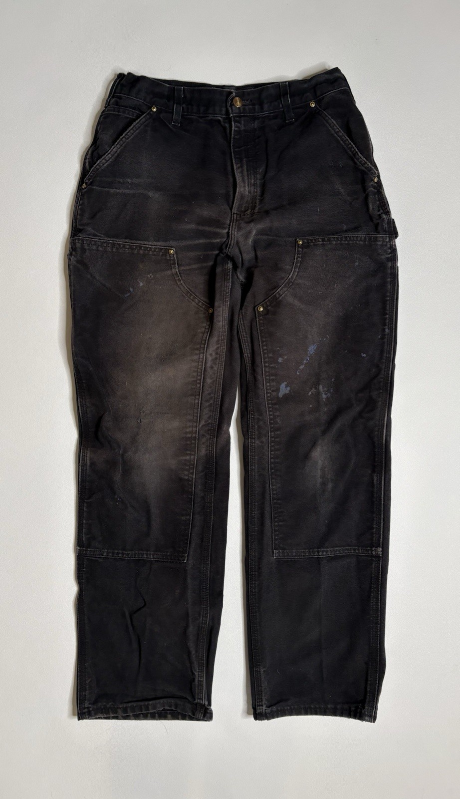 Carhartt Double Knee Duck Canvas Carpenter Pants Made In USA B01-BLK 30 x 30*