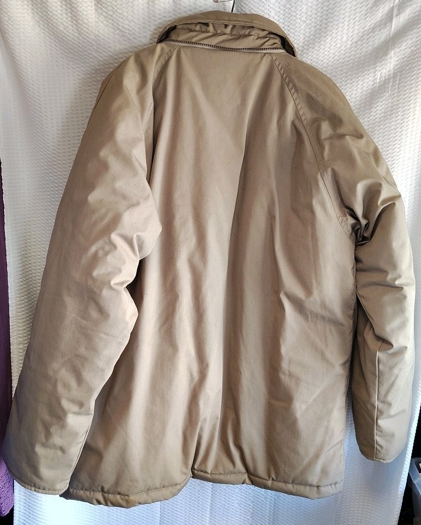 VTG Haggar Men’s Medium Coat Quilted Full Zip Snap Removable Hood EUC