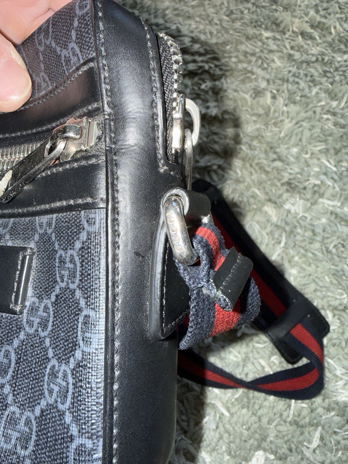 Gucci GG Supreme Crossbody Bag Black PVC Unused Condition