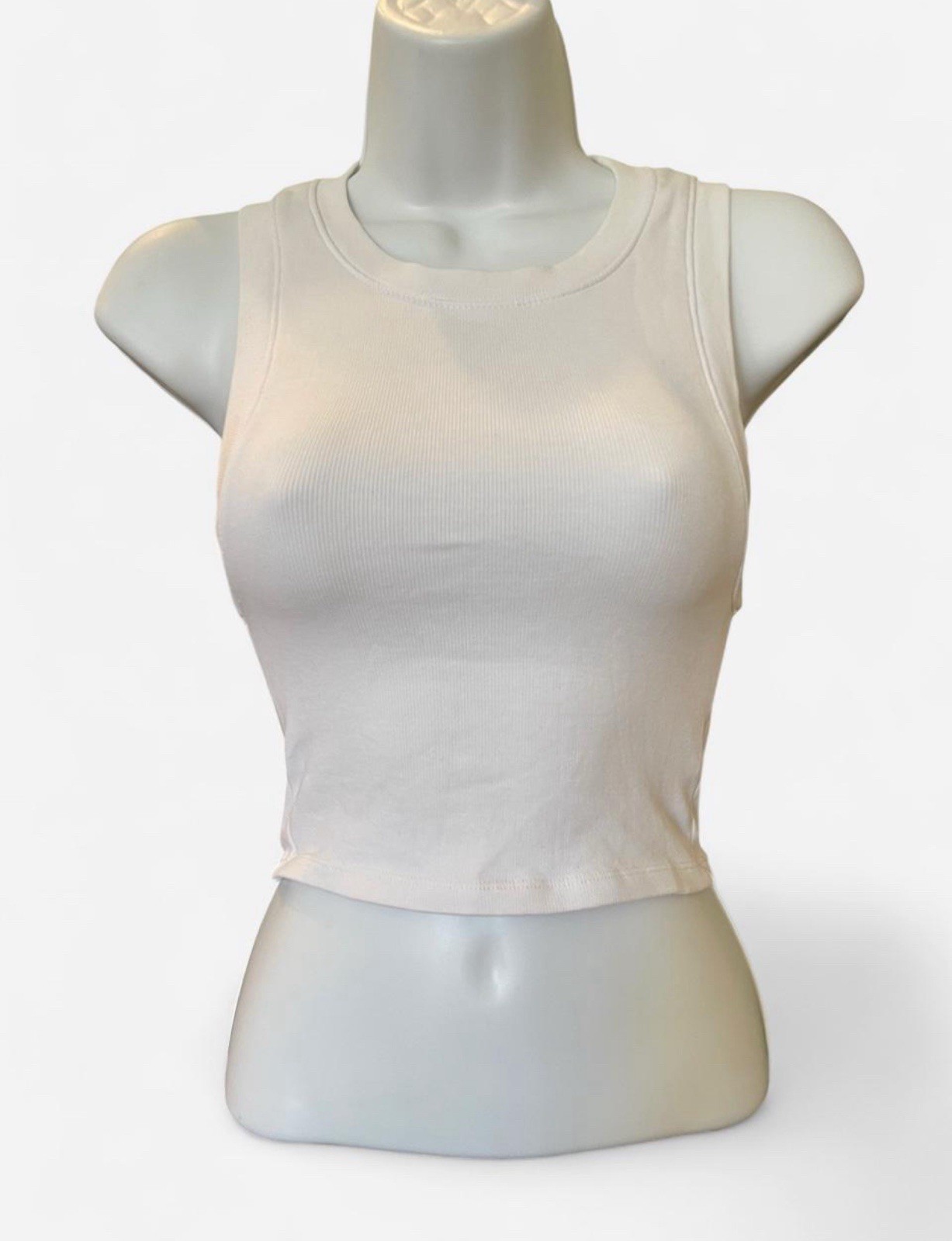 Zara White Ribbed Basic Staple Tank Top Women’s Size S