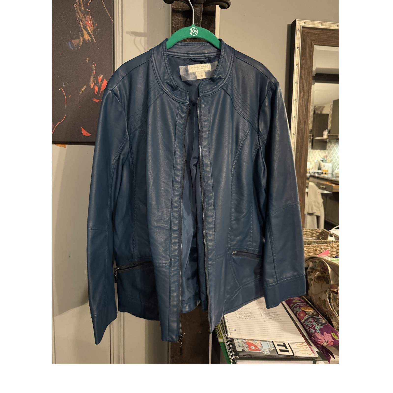 Christopher & Banks Petite Blue Zip Lightweight Jacket Long Sleeve P/XL