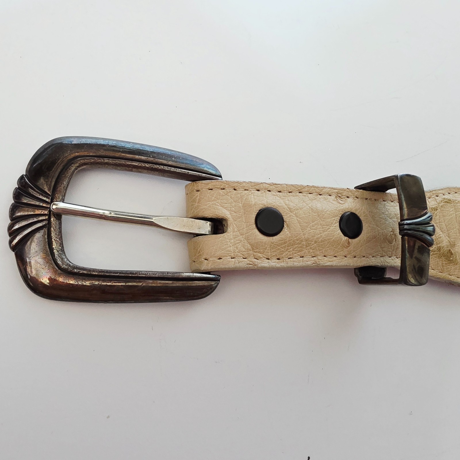 Douglas Magnus Sterling Silver Belt Buckle Ostrich Strap Back at the Ranch 36