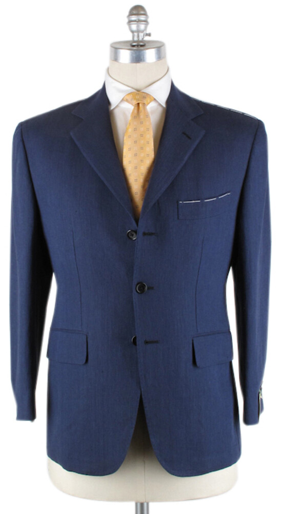 New $3600 Luigi Borrelli Navy Blue Suit 44/54