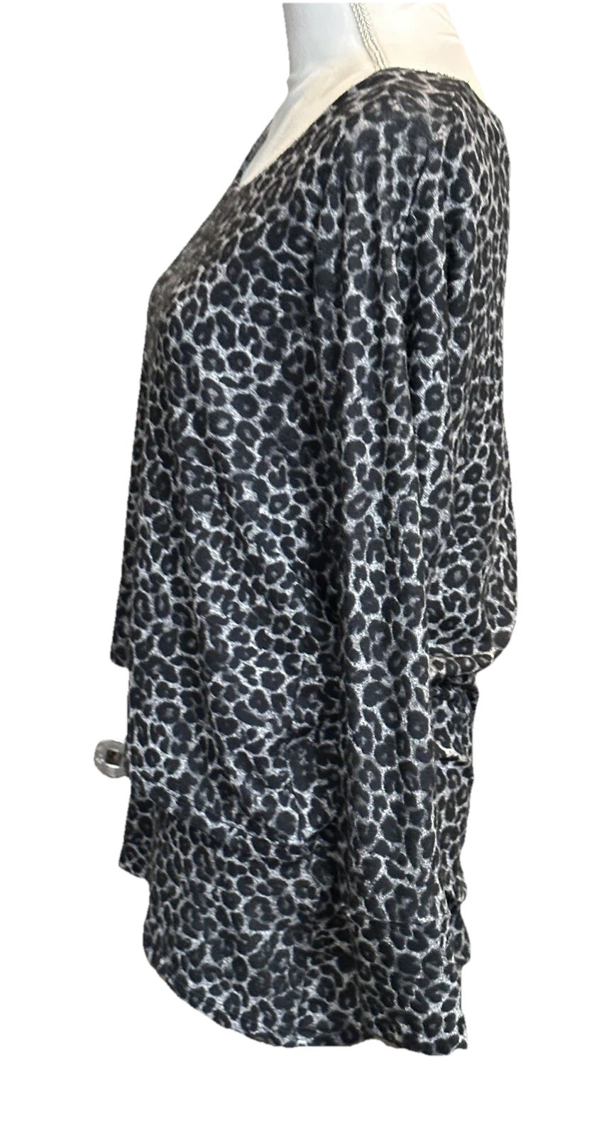Soft Surroundings Hudson Tunic Top Layered Black Gray Animal Print XS Winter