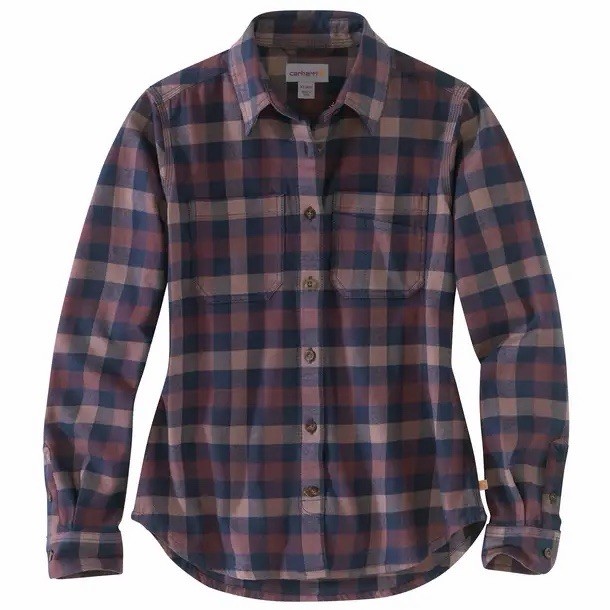 Carhartt Rugged Flex Hamilton Purple Flannel Button Down Long Sleeve Shirt