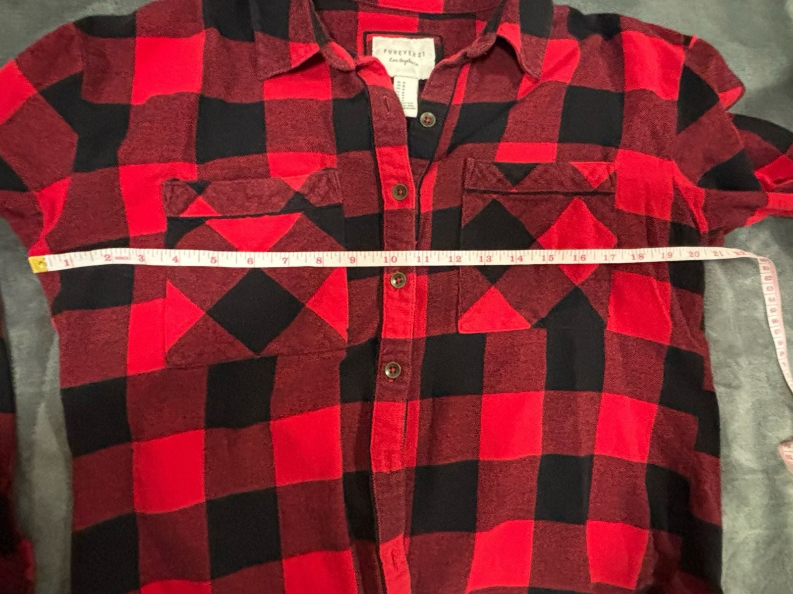 Forever 21 Red and Black Buffalo Plaid Flannel Shirt Size M