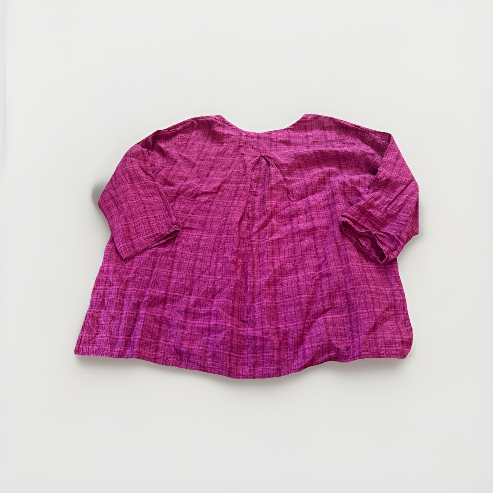 Eileen Fisher 100% Linen Pullover Top Women’s XL Pink Lagenlook Textured