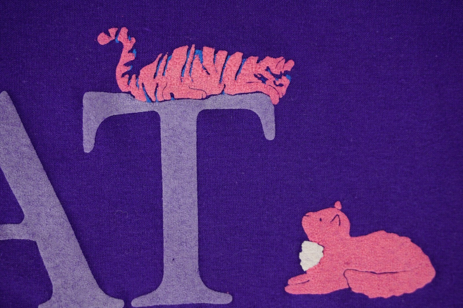 Vintage 1990 Hanes Cat Crazy short sleeve shirt tagged XL puff print animals