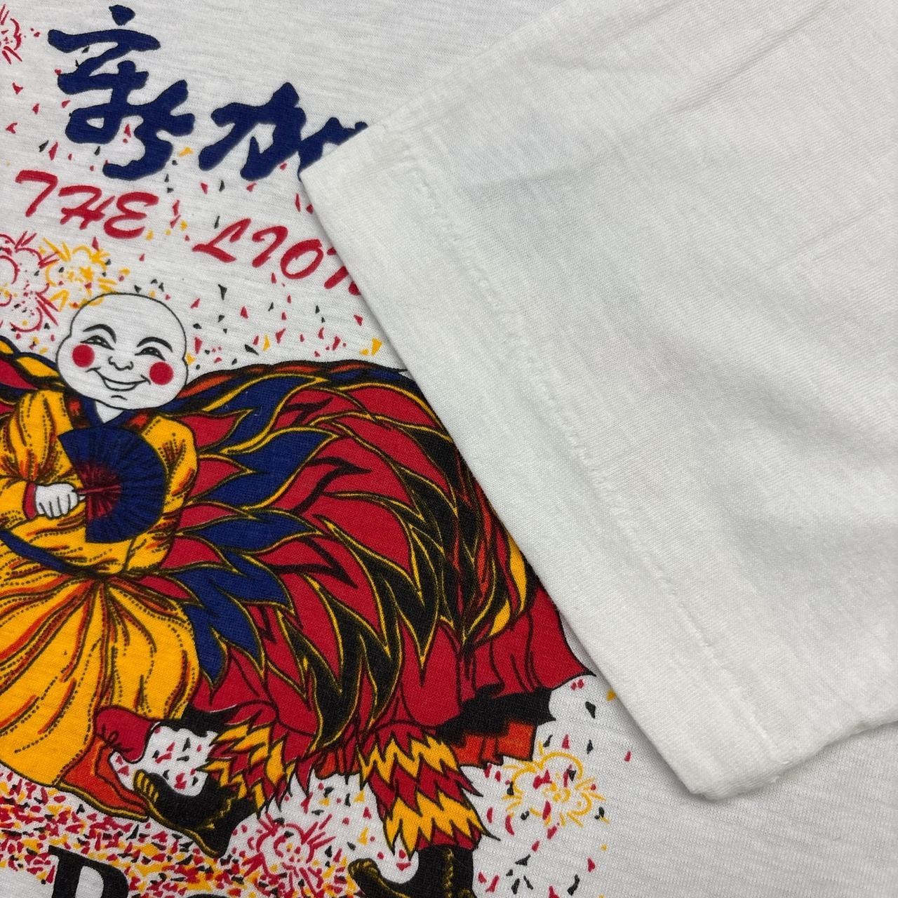 Vintage Singapore Shirt Mens Large 90s Art Single Stitch Dragon Chinese New Year