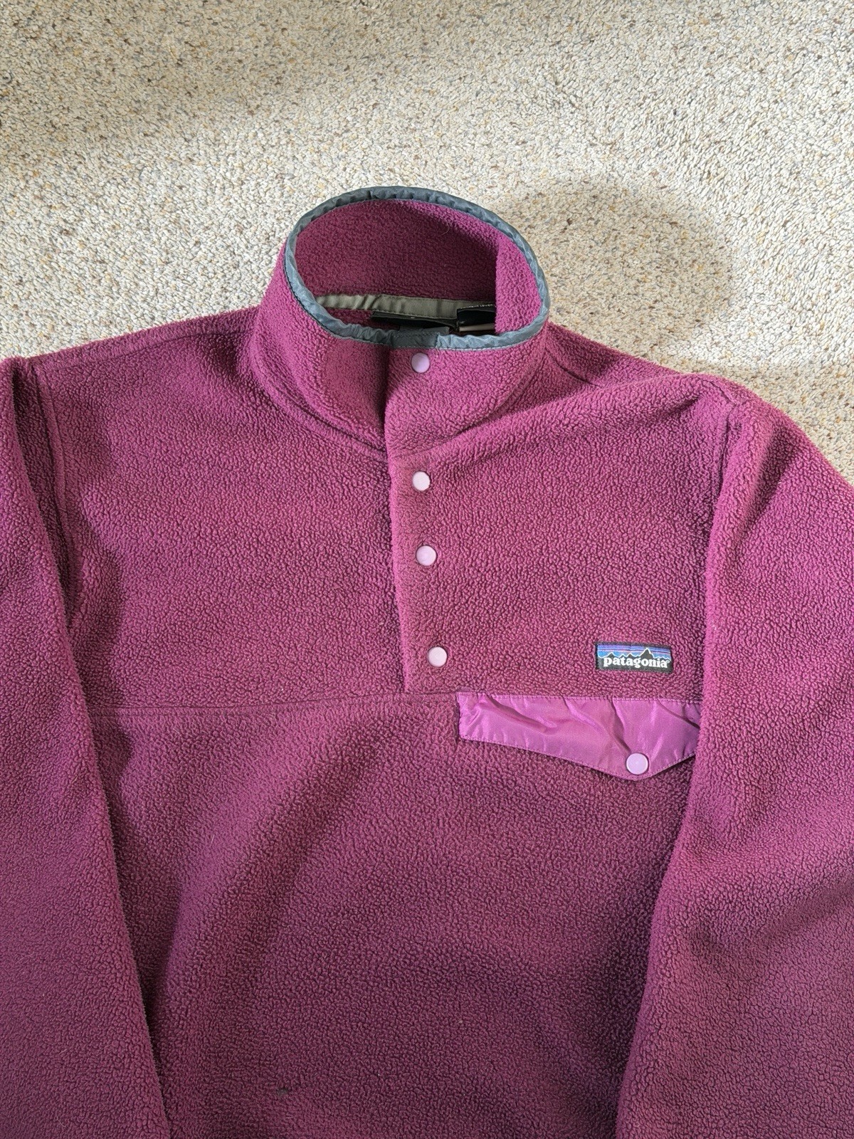 Vintage Patagonia Synchilla Snap T Button Fleece Sweater XSmall Purple 90s