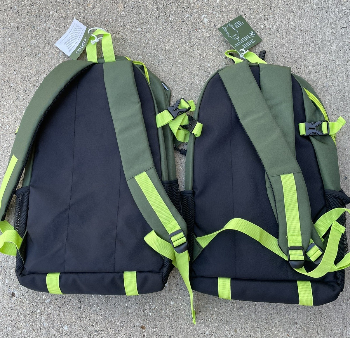 Pair of Tauck Bridges Green Foldable Backpacks with Playing Cards