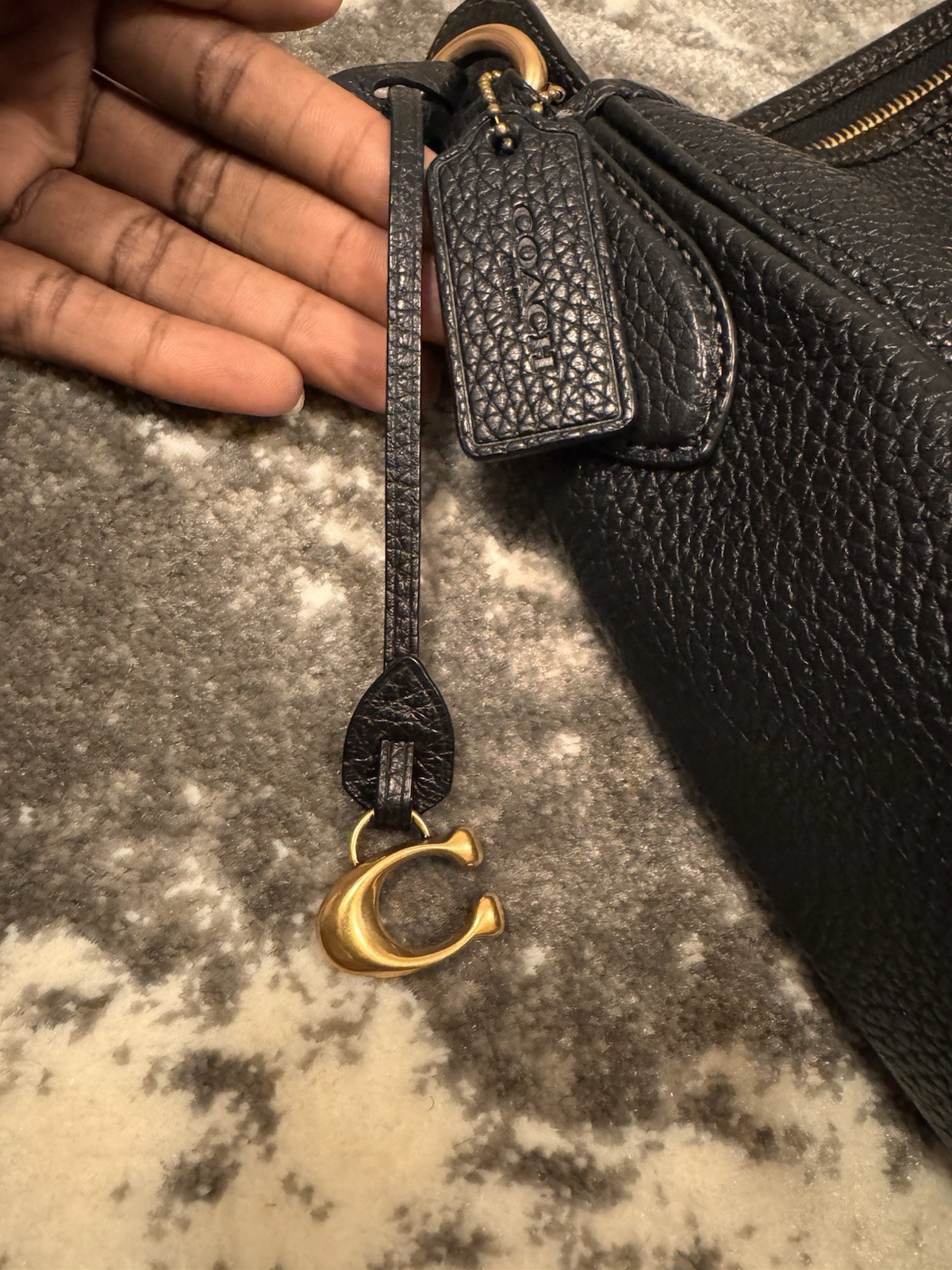 Coach Cary Large Black Pebbled Bag