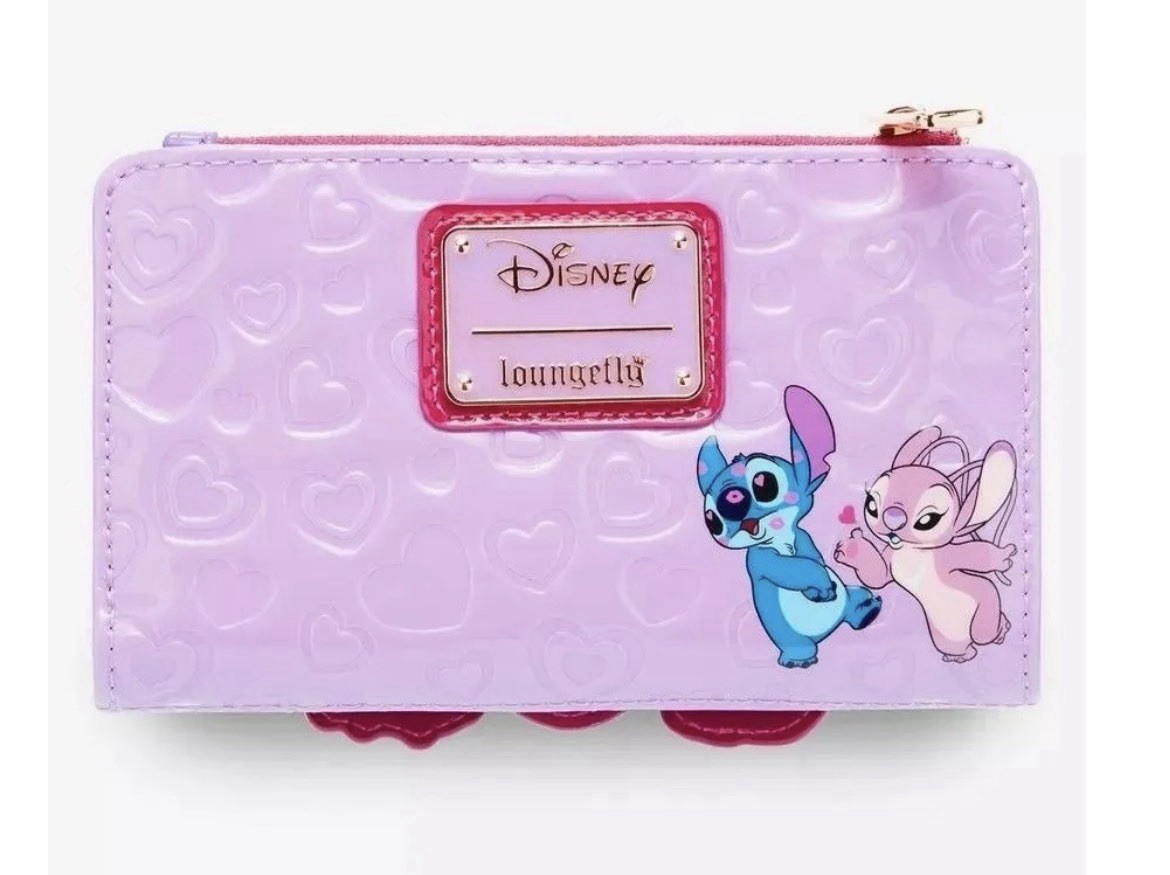 Loungefly Disney Lilo & Stitch Stitch & Angel Purple Pink Backpack & Zip Wallet