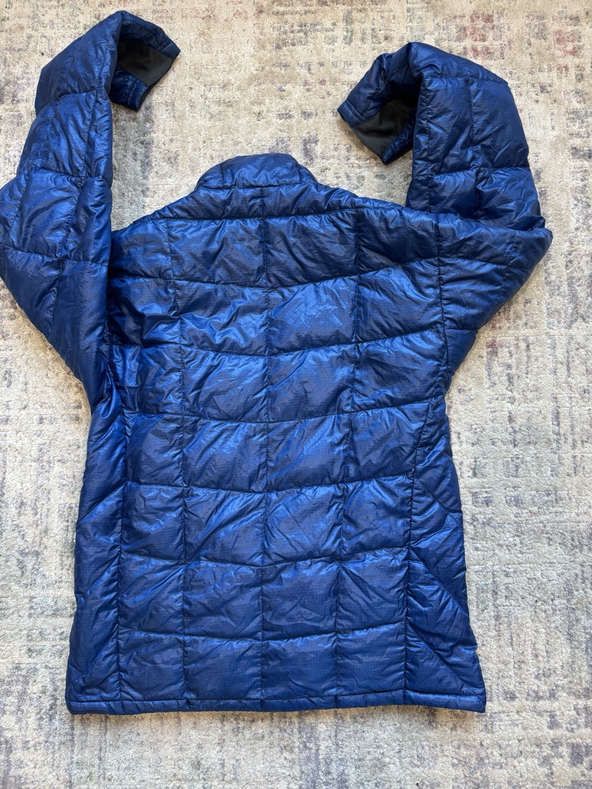 Montbell Down Puffer Jacket Mens Size Small Blue Ultralight Full Zip Outdoor