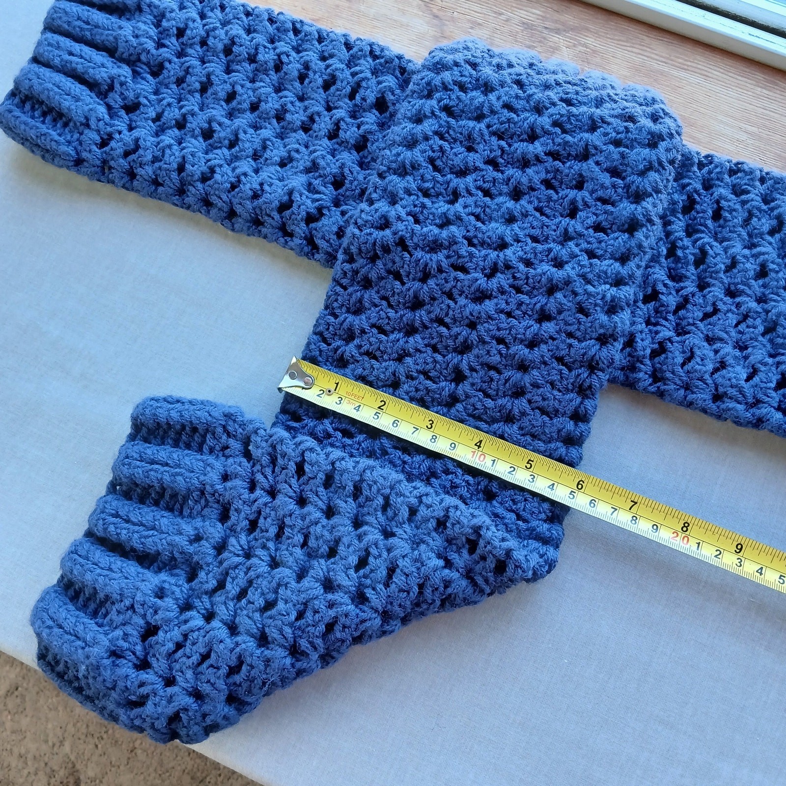 Navy Blue Leg Warmers OSFM crochet warm thick chunky over the knee dance premade