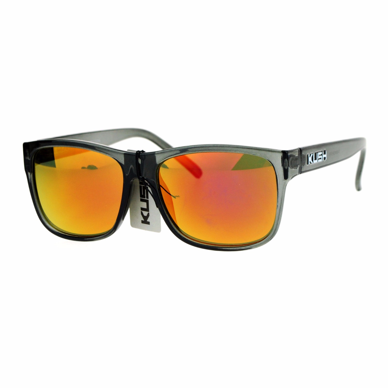 KUSH Unisex Sunglasses Slate Gray Square Frame Mirror Lens UV 400