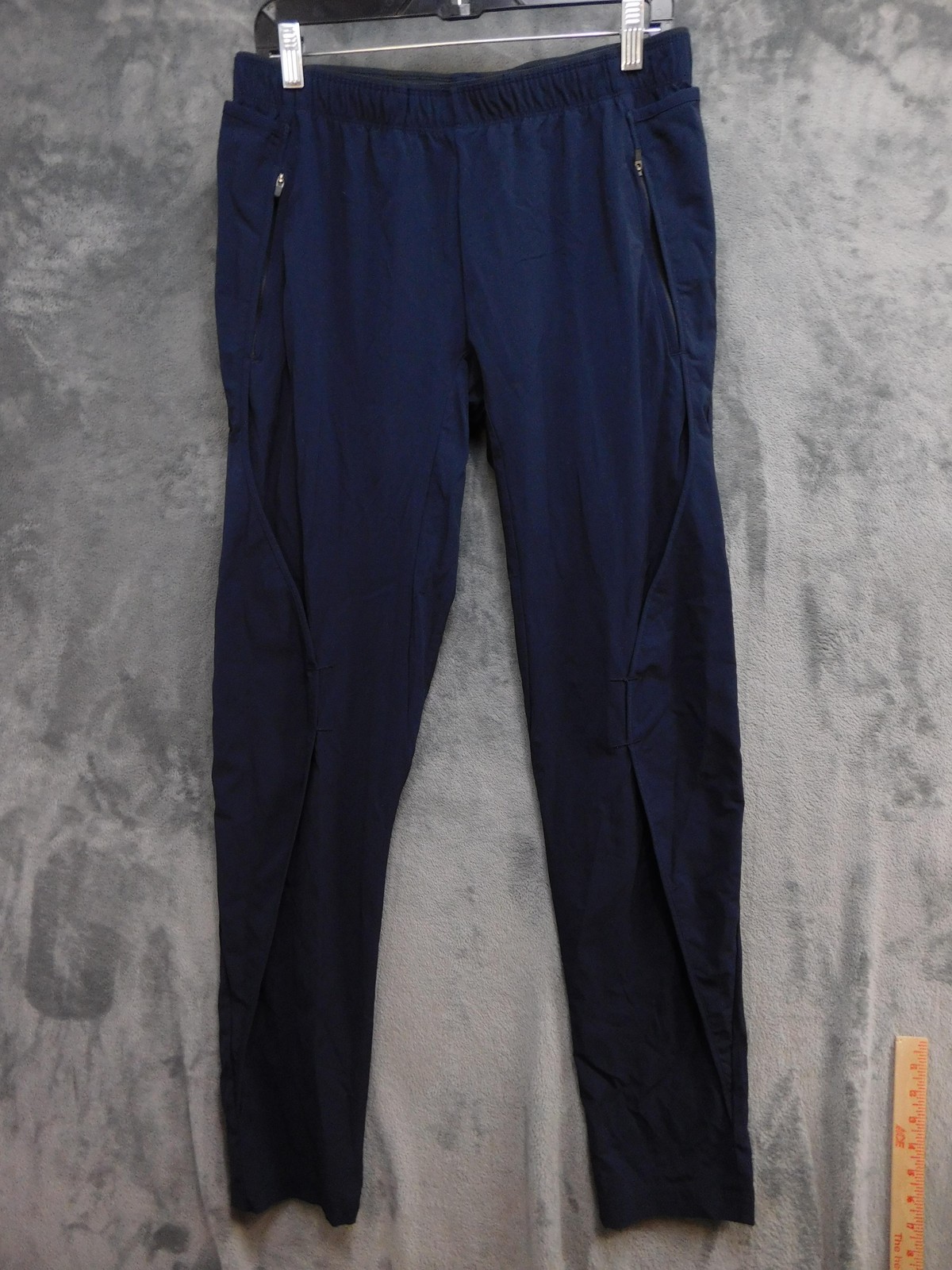 Paskho Pants Womens L Blue Track Pants Tapered Elastic Waist Pockets Stretch