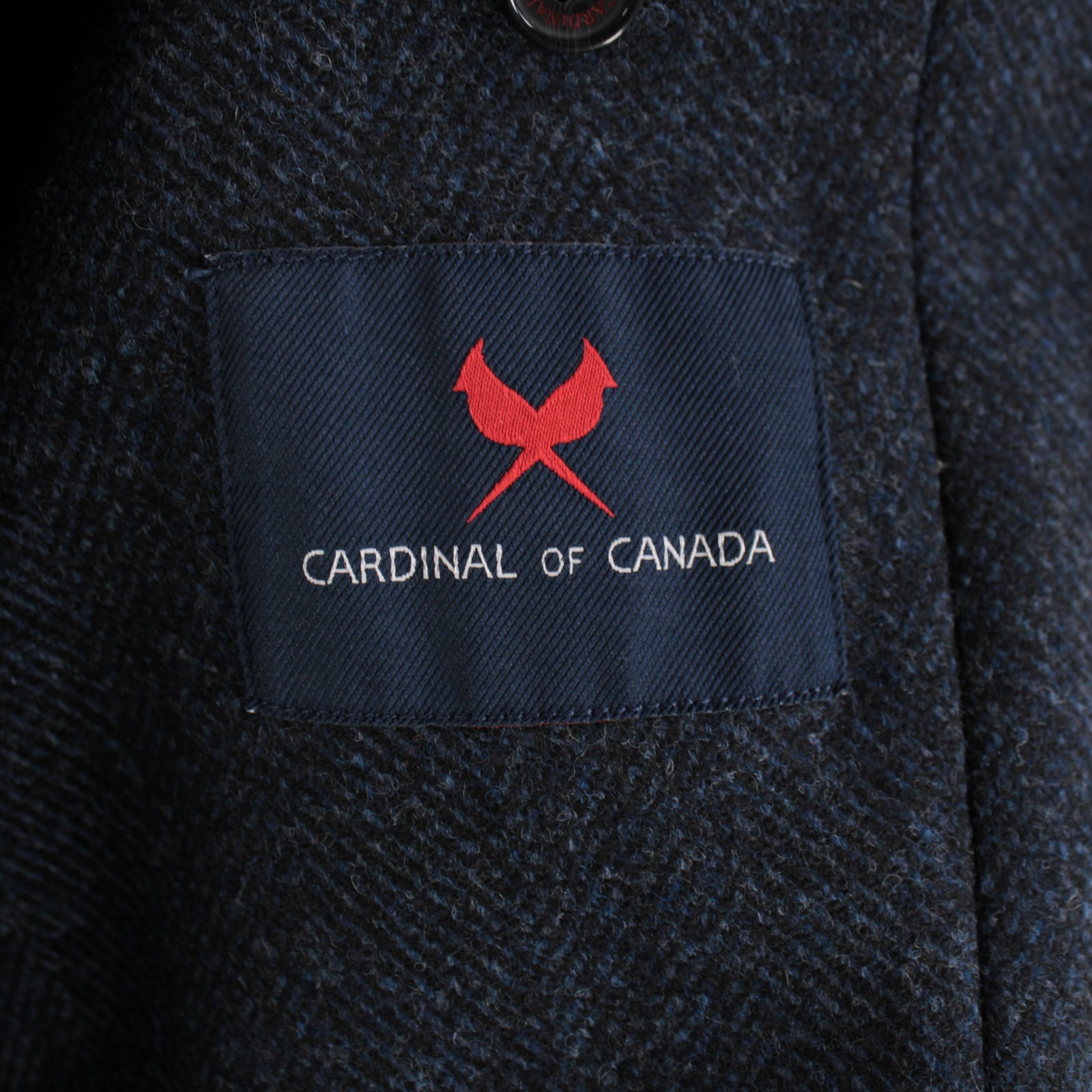 Cardinal of Canada NWT Wool / Cashmere Top Coat Size 42R In Blue Herringbone