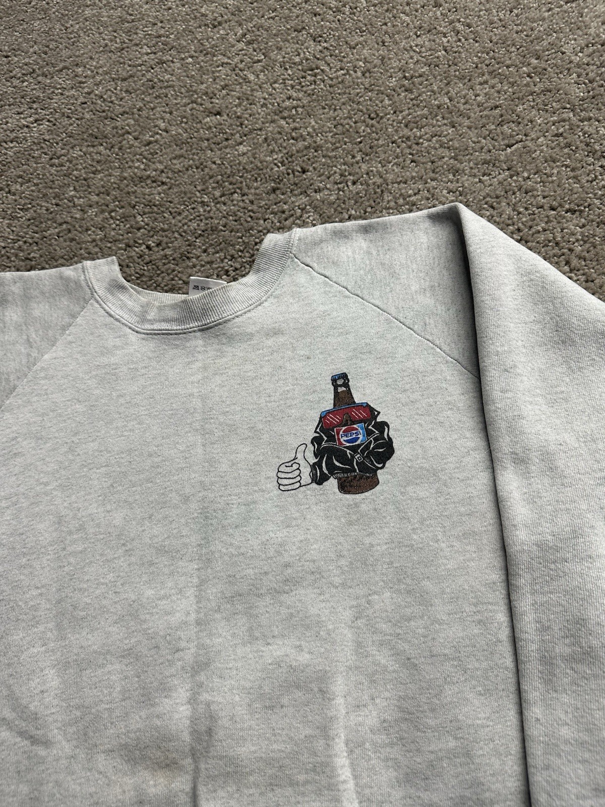Vintage 80s 90s FOTL Pepsi Raglan Crewneck Glass Bottle Crewneck Glasses Large