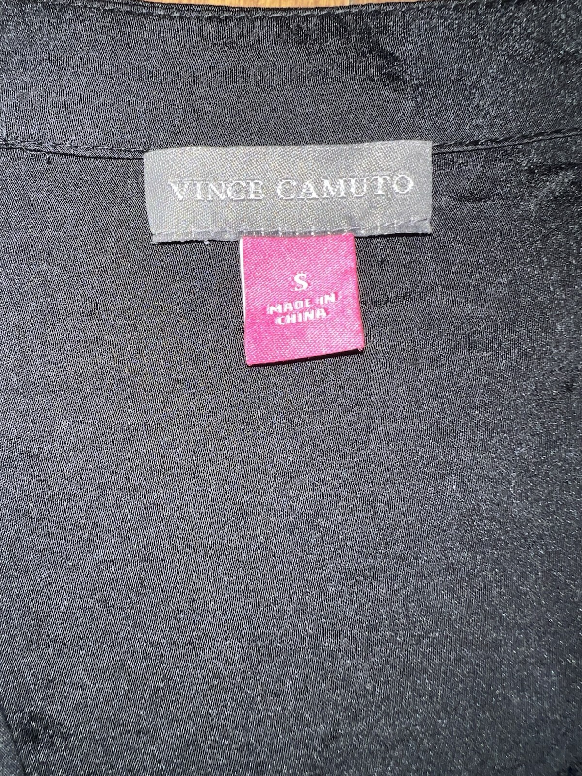Women’s Vince Camuto Black Silky/ Jersey Long Sleeve Popover Blouse Top Size S