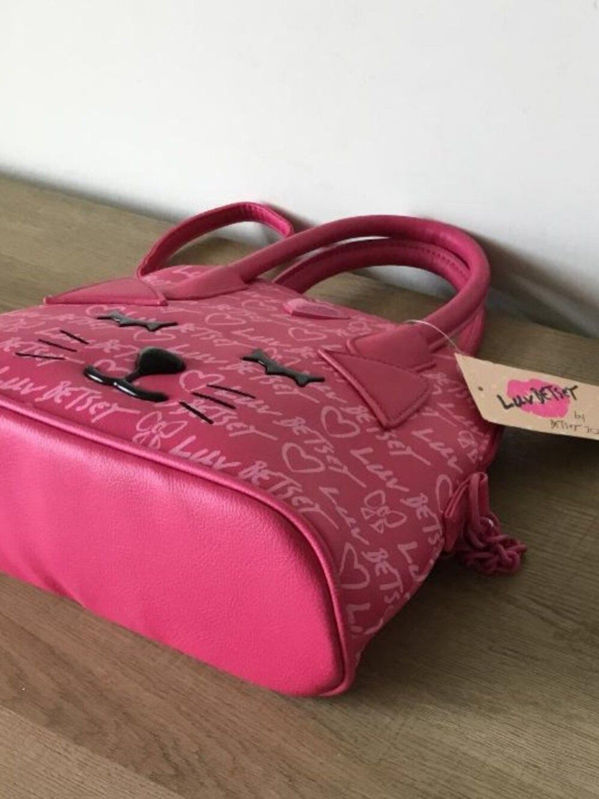 Luv Betsey By Betsey Johnson Hot Pink Cat Face Crossbody Satchel Bag NWT $68
