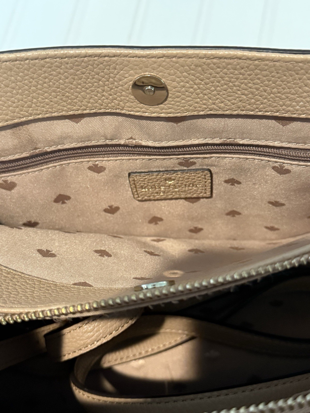 kate spade new york Brown Pebbled Zip Satchel Top Handle w/ Detachable Strap