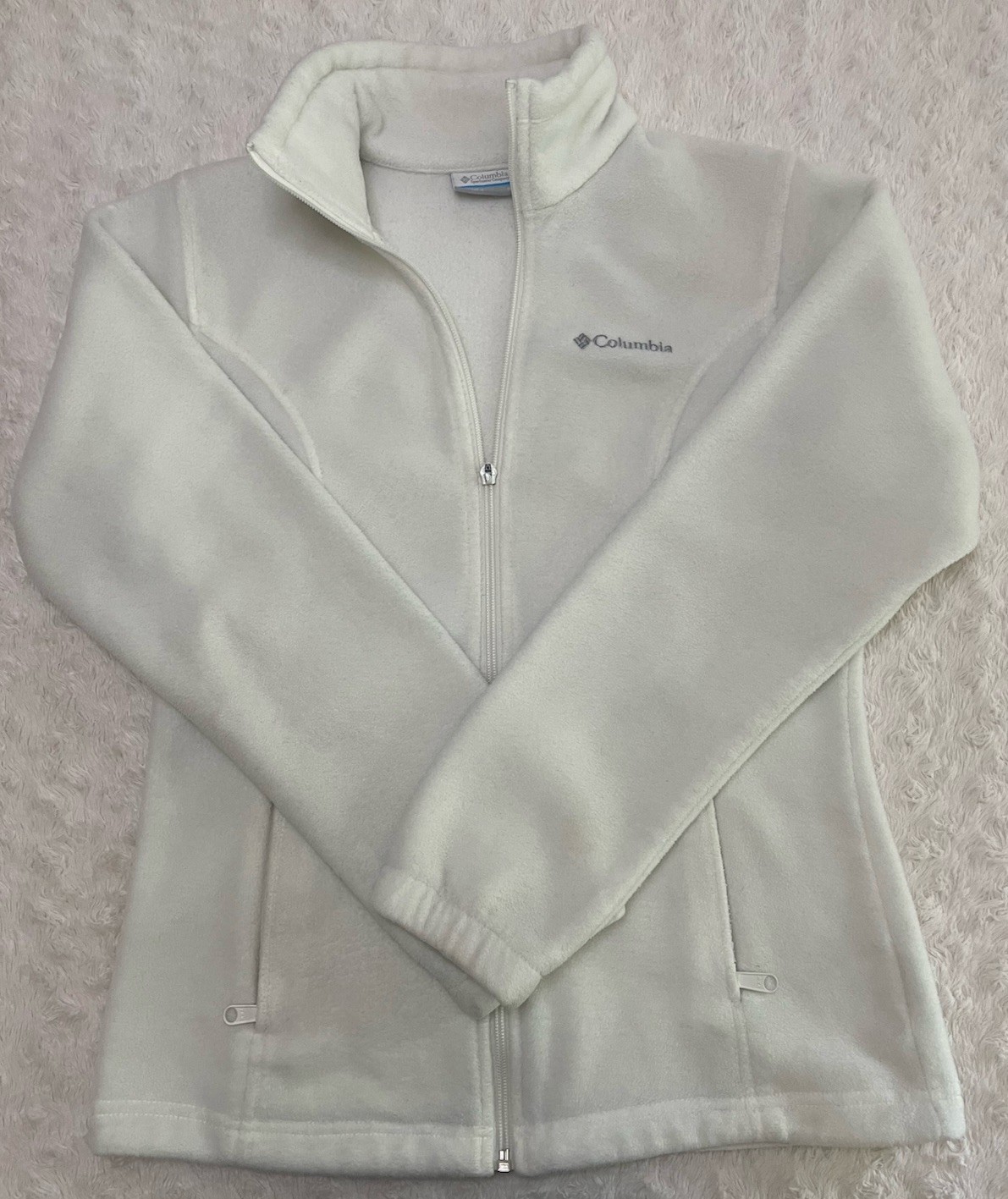 Columbia Women’s White Full Zip Fleece Jacket w/ Pockets Size S