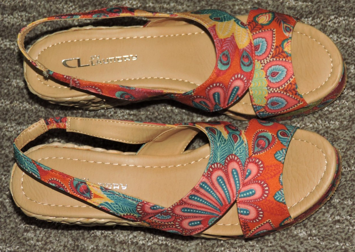 CL By Laundry Dream Again Colorful slingback platform 3.5″wedge SZ 6.5M NWB