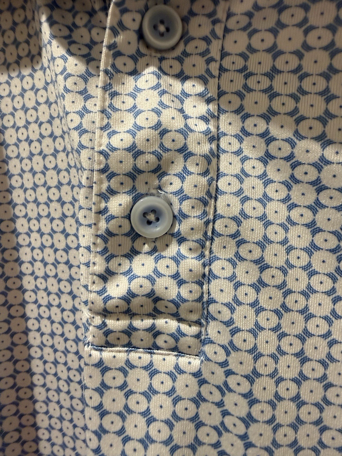 Johnston & Murphy Performance Men’s L Blue/White Geometric Short Sleeve Polo