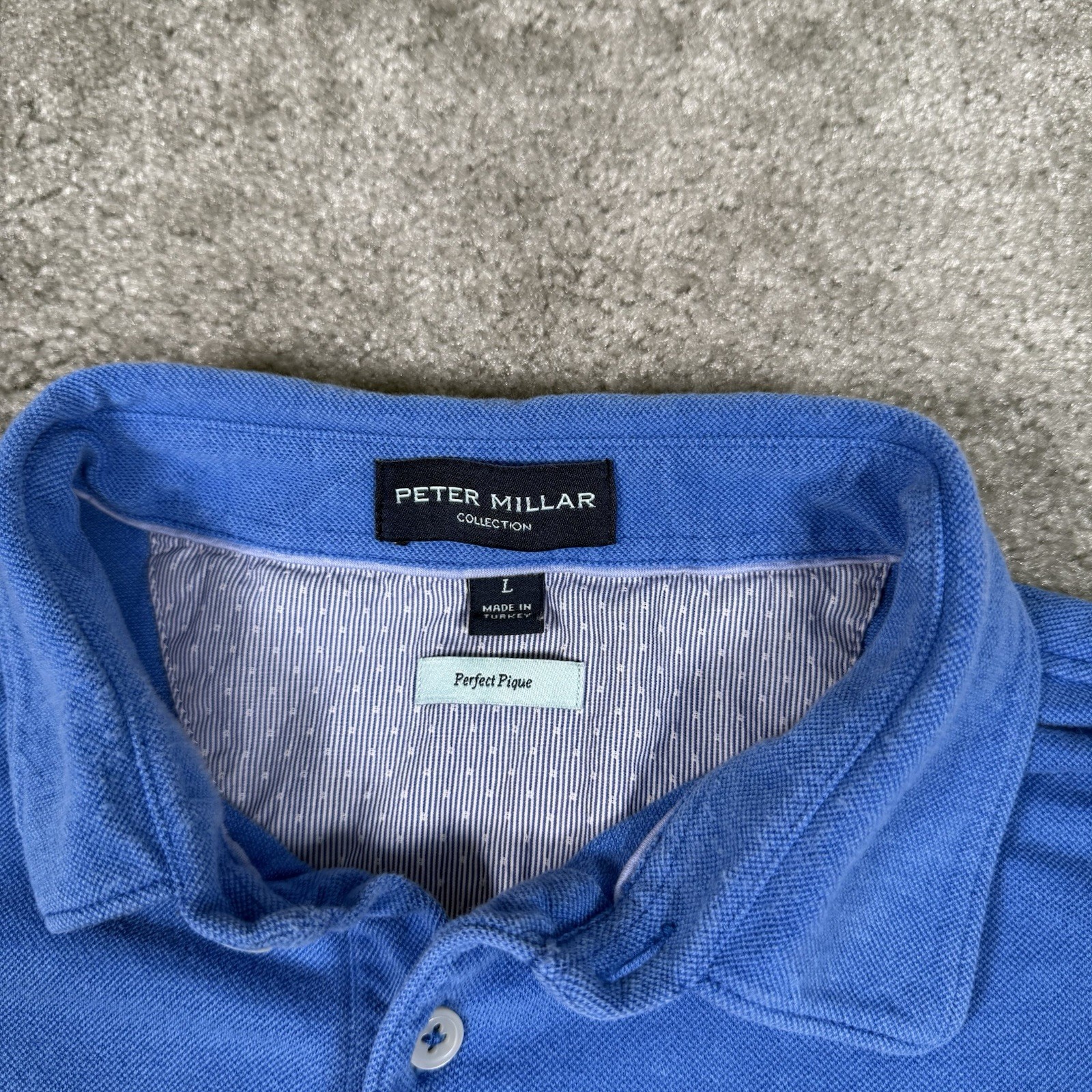 Peter Millar Collection Shirt Mens Large Blue Perfect Pique Polo Golf Casual