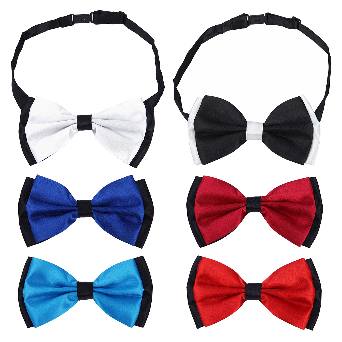 Premium Men’s 2-Tone Adjustable Tuxedo Neck Bowtie Bow Tie – Diff Colors