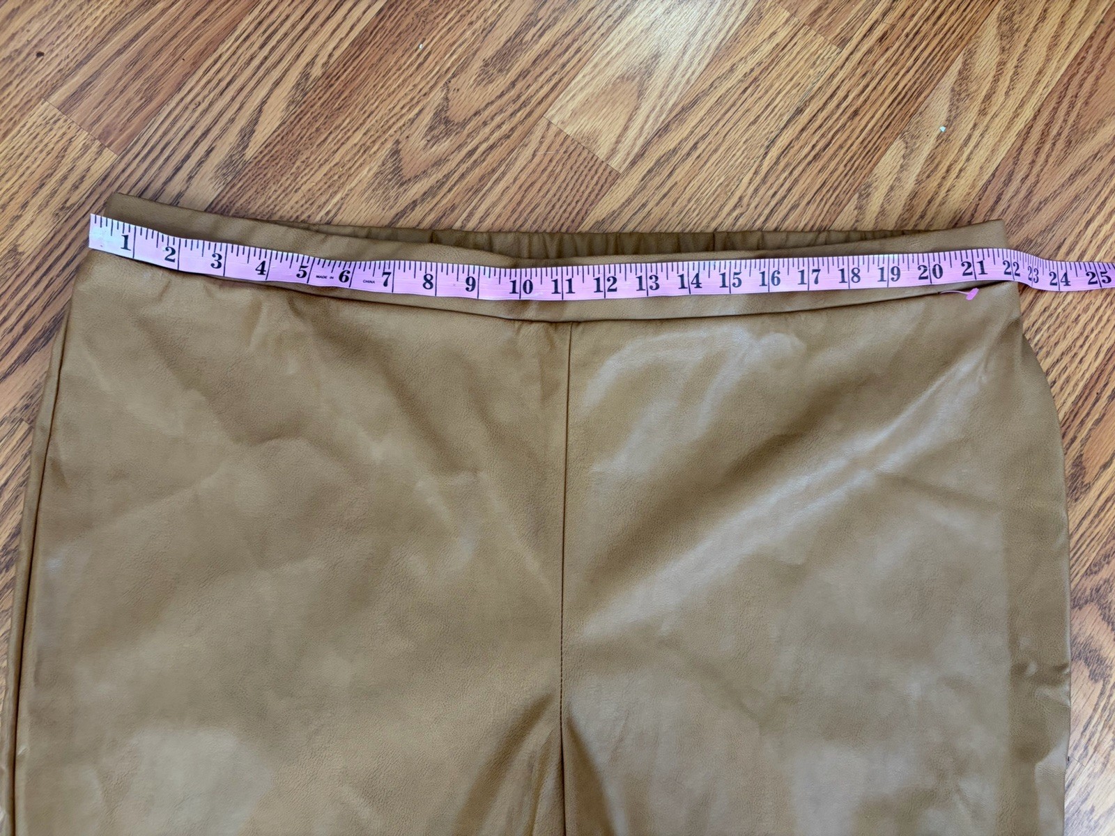Women’s Camel Faux Leather Leggings Pants Stretch Elastic Waist Plus Size