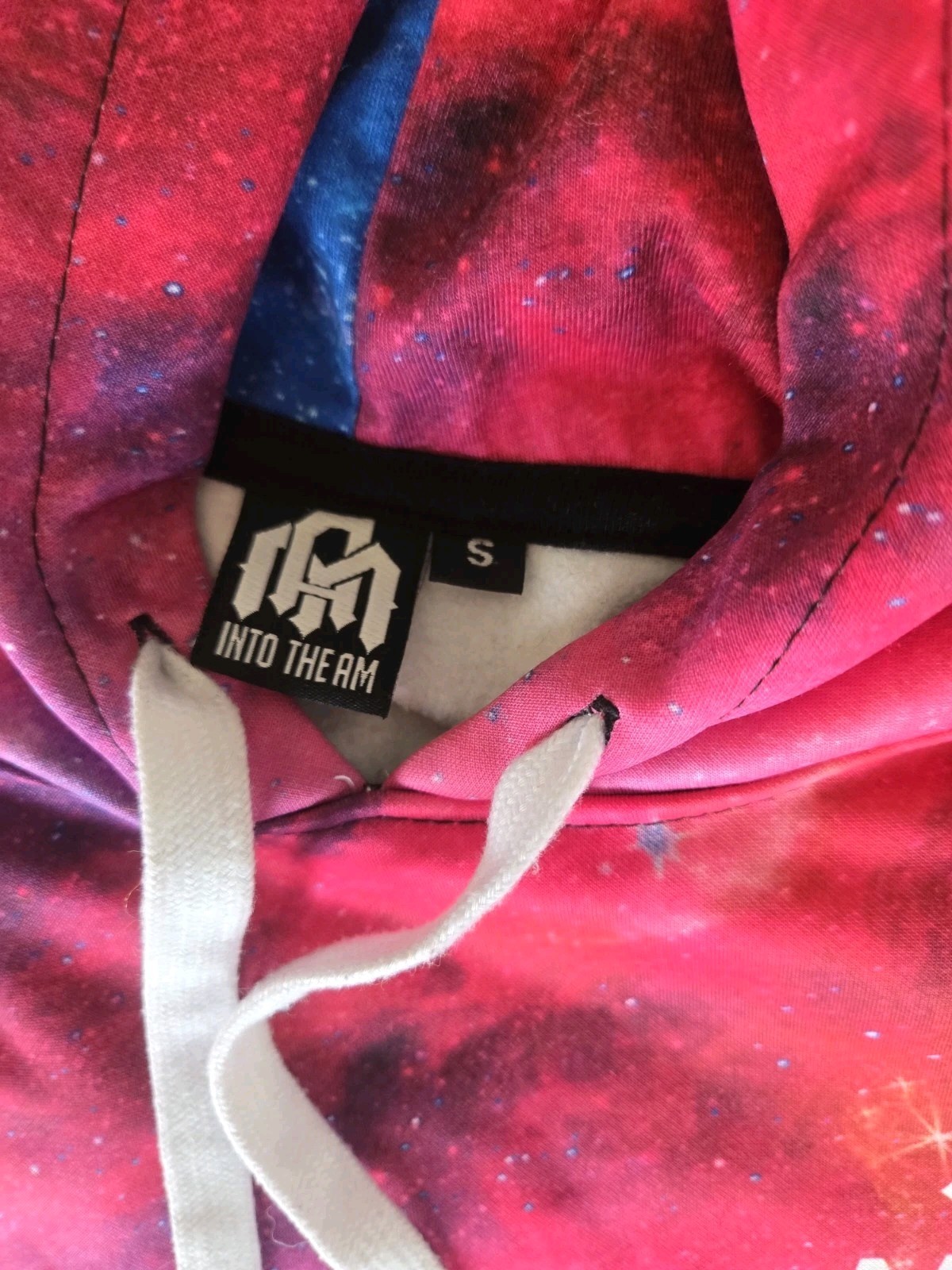 INTO THE AM Unisex Small Festival Galaxy All Over Print Pullover Hoodie New