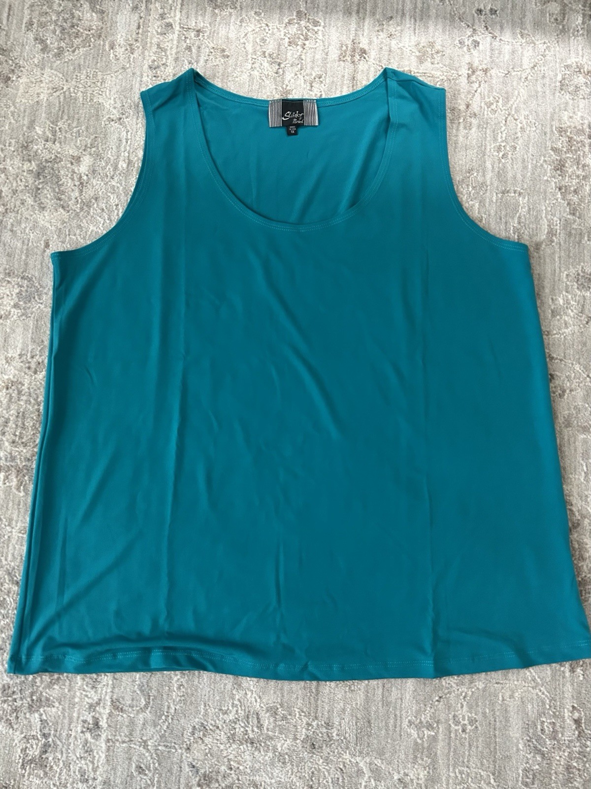 NWOT Slinky Brand Stretch Tank Top No Wrinkle Sz 1X Teal Women Travel Camisole