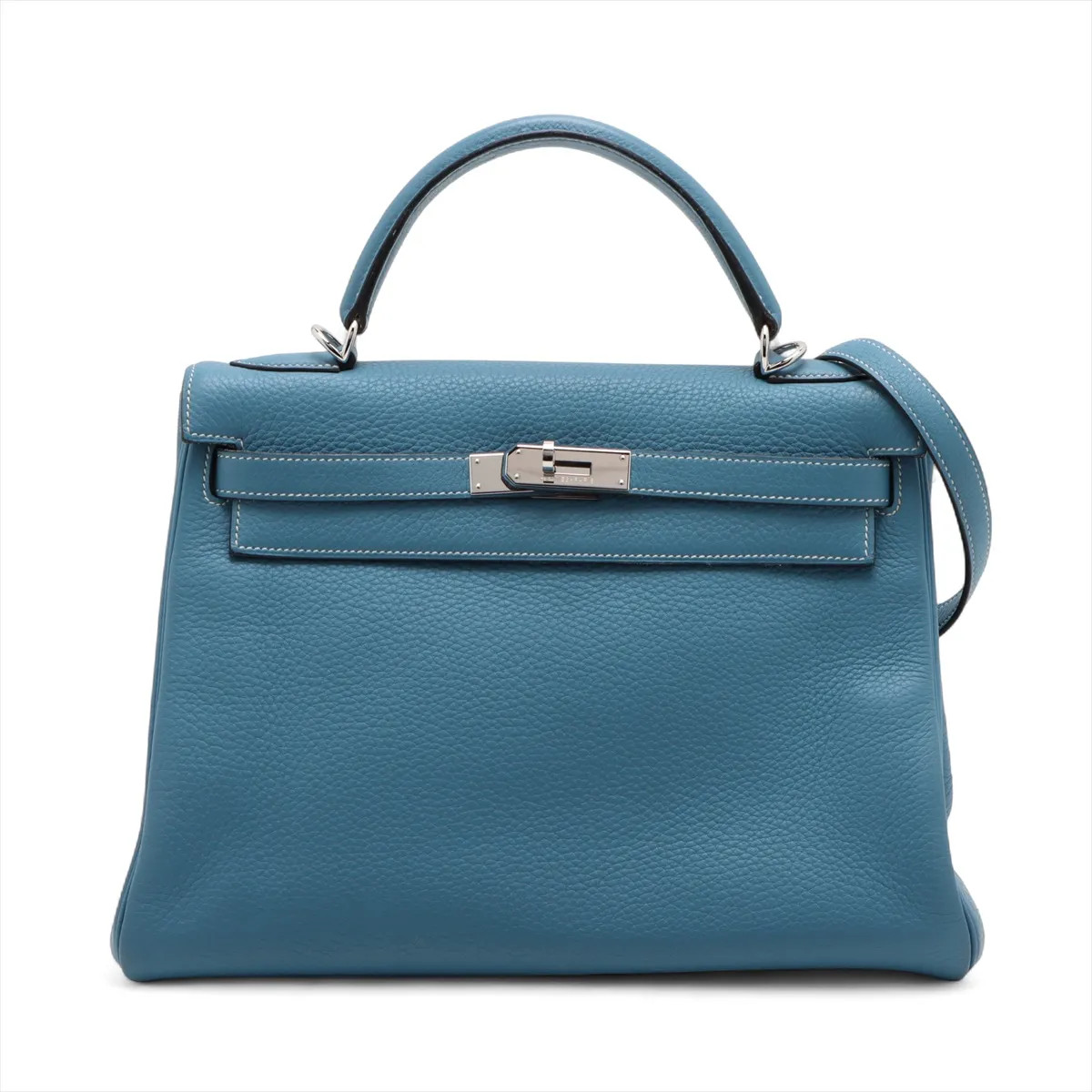 Hermès Kelly 32 Le Tournay Togo Blue Jean Silver Metal Fittings □I: 2005