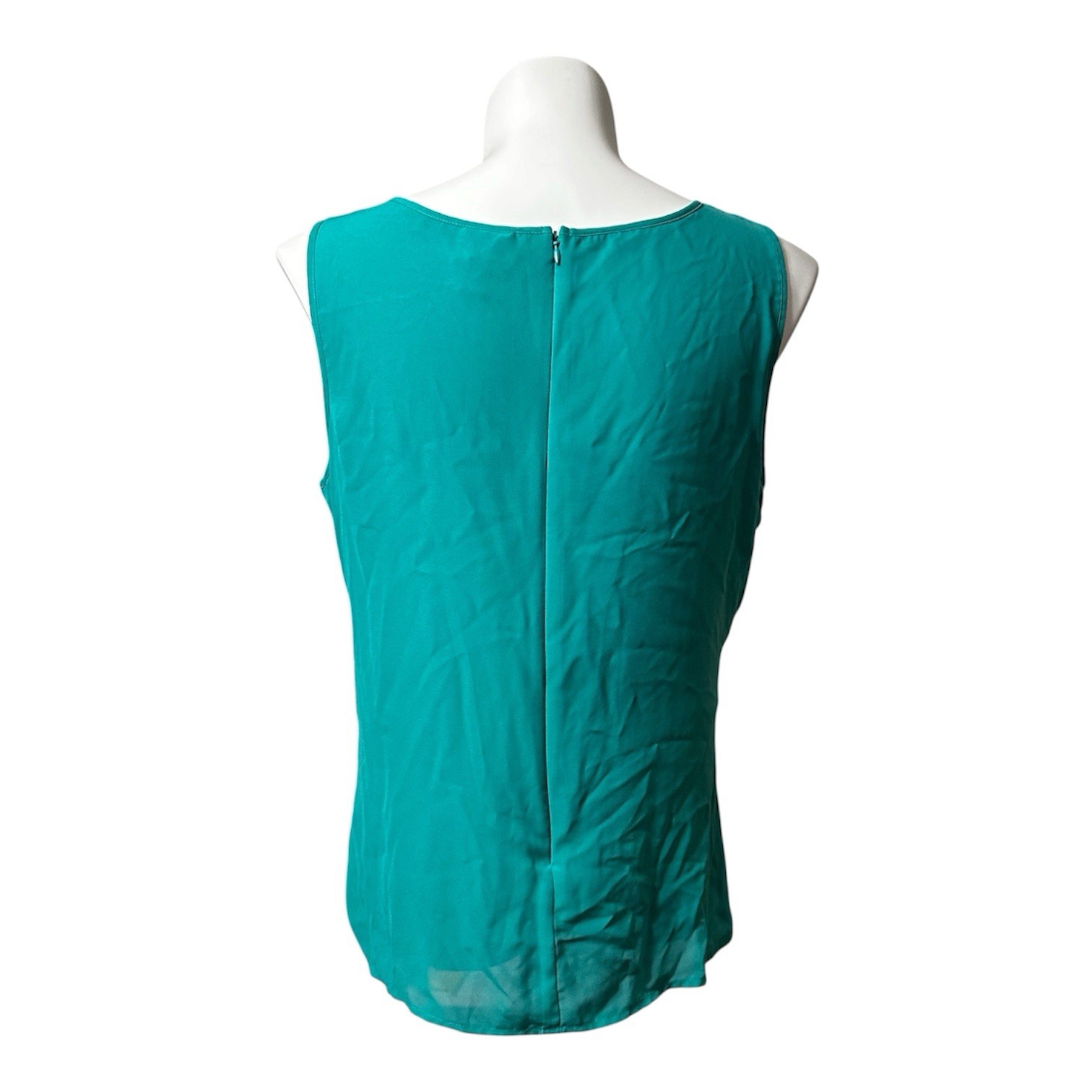 Worthington Women’s XL Shirt Green Sleeveless Trendy Stylish Top Sheer Lined